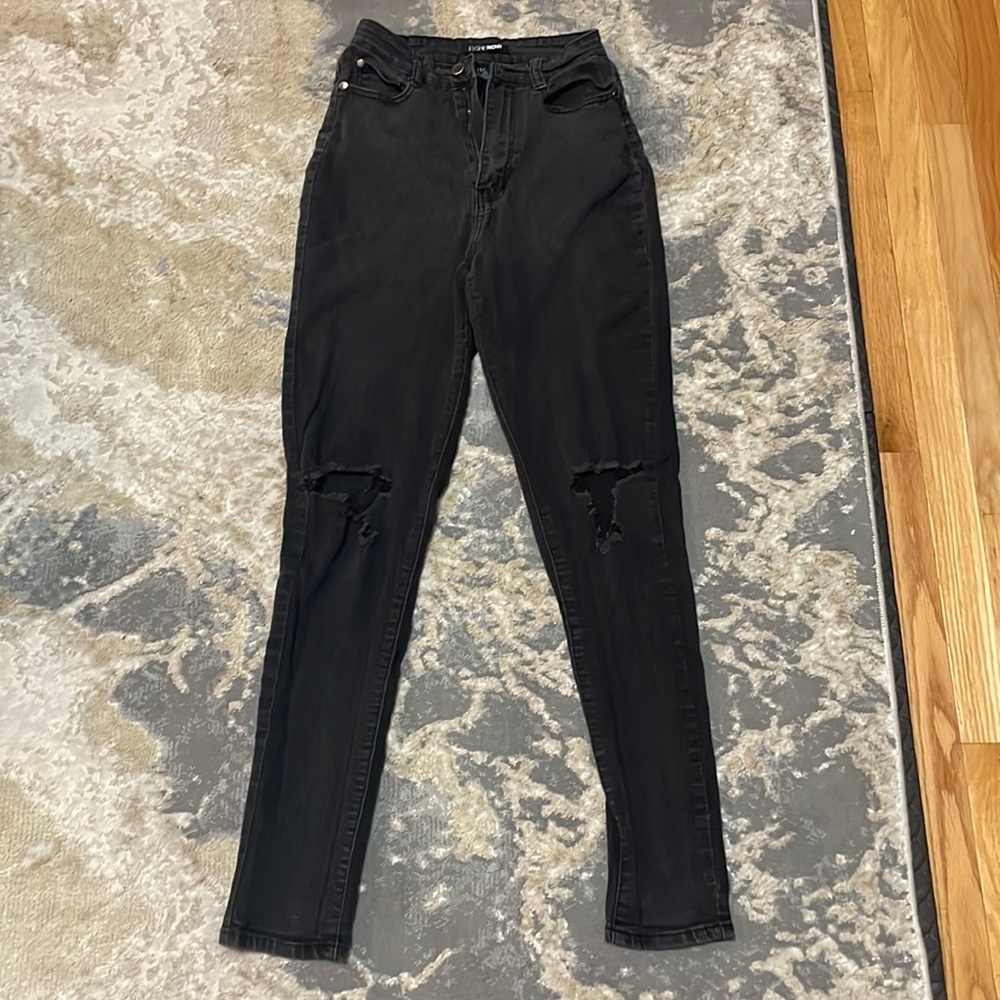 Fashion Nova black ripped jeans